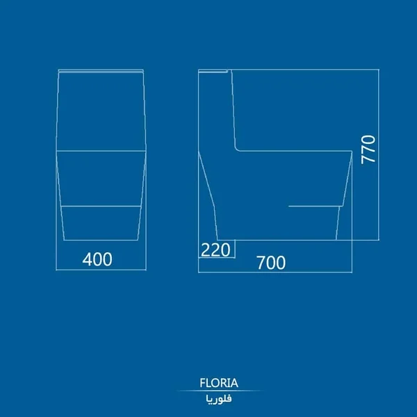 توالت فرنگی چینی کرد مدل فلوریا2