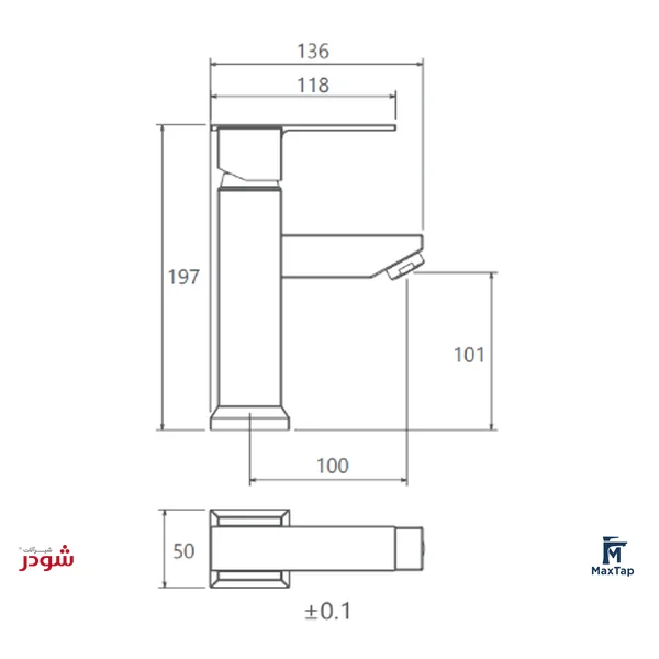 شیر روشویی ثابت شودر مدل شارپ2