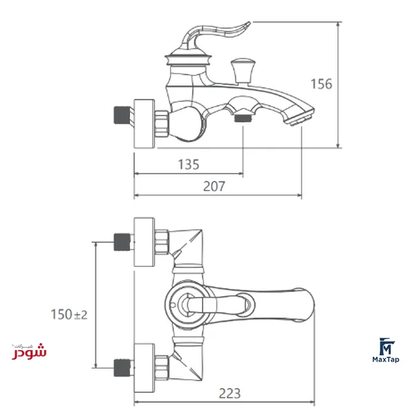 شیر حمام شودر مدل لوکا 3